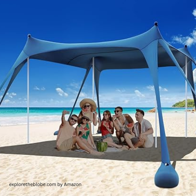 Osoeri Beach Tent, Camping Sun Shelter UPF50+ with 8 Sandbags, by beach canopy