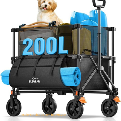 Elegear Wagon Cart Foldable Collapsible 440LBS - Adjustable Capacity from 100L to 200L - Heavy Duty Utility Beach Wagon by best beach wagon