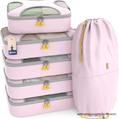 Shacke 6 Set Packing Cubes for Travel Lightweight Luggage Organizer by compression packing cubes