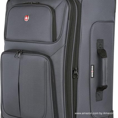 SwissGear Sion Softside Expandable Luggage, Dark Grey, Checked-Medium 25-Inch by lightweight luggage